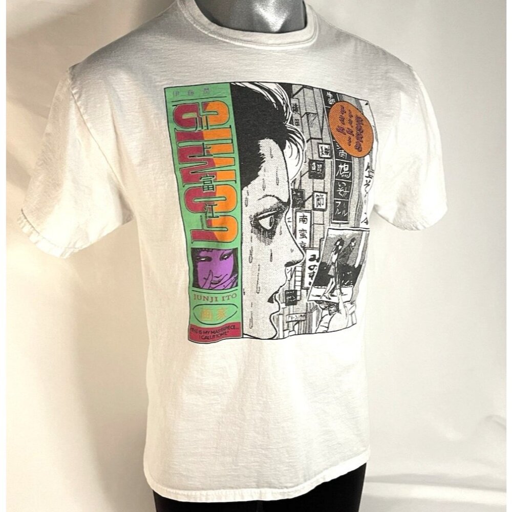 Junji Ito Uzumaki Spiral Mens L Horror Manga Anime Graphic T-Shirt Japanese Art